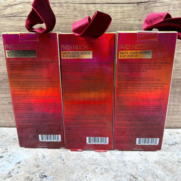 Lot of 3 Paris Hilton Lippy Love Matte Liquid Lipstick Lip Liner Kit New - Picture 2 of 9